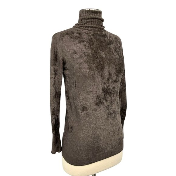 Transit Par Such Velvet Turtleneck Sweater Brown Size M Long Sleeve Lightweight - Picture 4 of 9